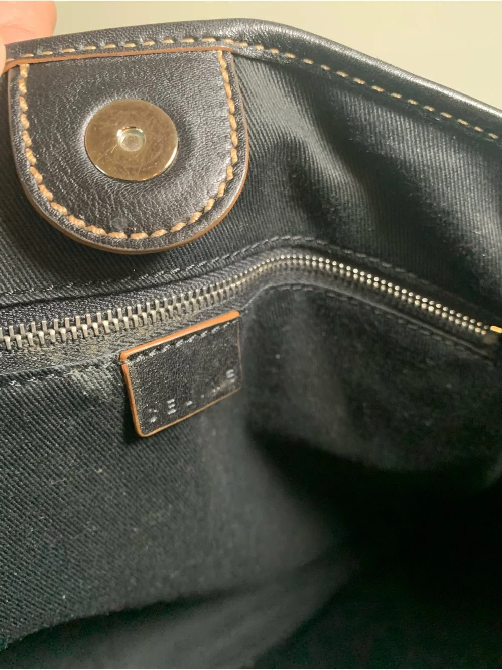 Celine Macadam Tote Handbag Black Canvas Leather